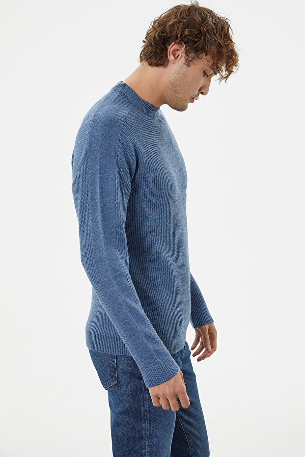 Selanik Örgü Basic Triko Kazak - Indigo - 3