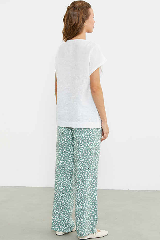 مجموعة مزدوجة بنمط الزهرة الخضراء - 6