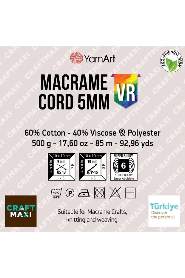 Macrame Cord 5 Mm Vr - Macrame Hand Knitting Thread Ebruli-923 - 2