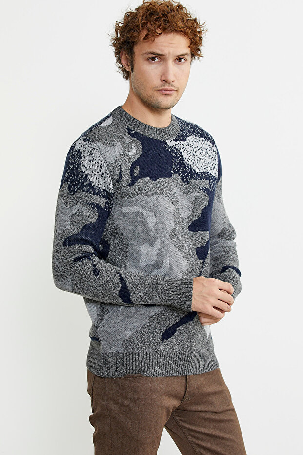 سترة صوفية منقوشة مرقطة - أنثراسايت - 3