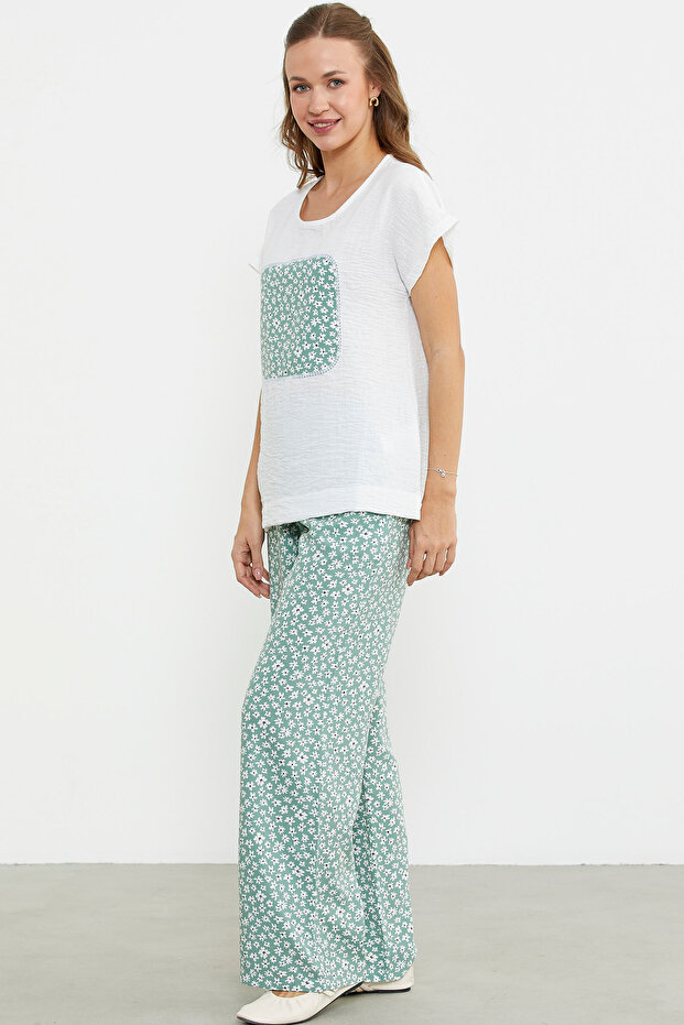 مجموعة مزدوجة بنمط الزهرة الخضراء - 5