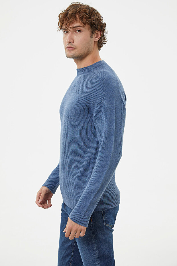 Selanik Örgü Basic Triko Kazak - Indigo - 4