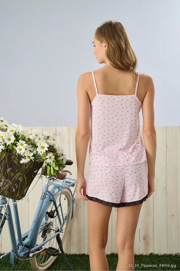 İp Askılı Şortlu Açık Pembe Pijama Takımı - 2780 - 3