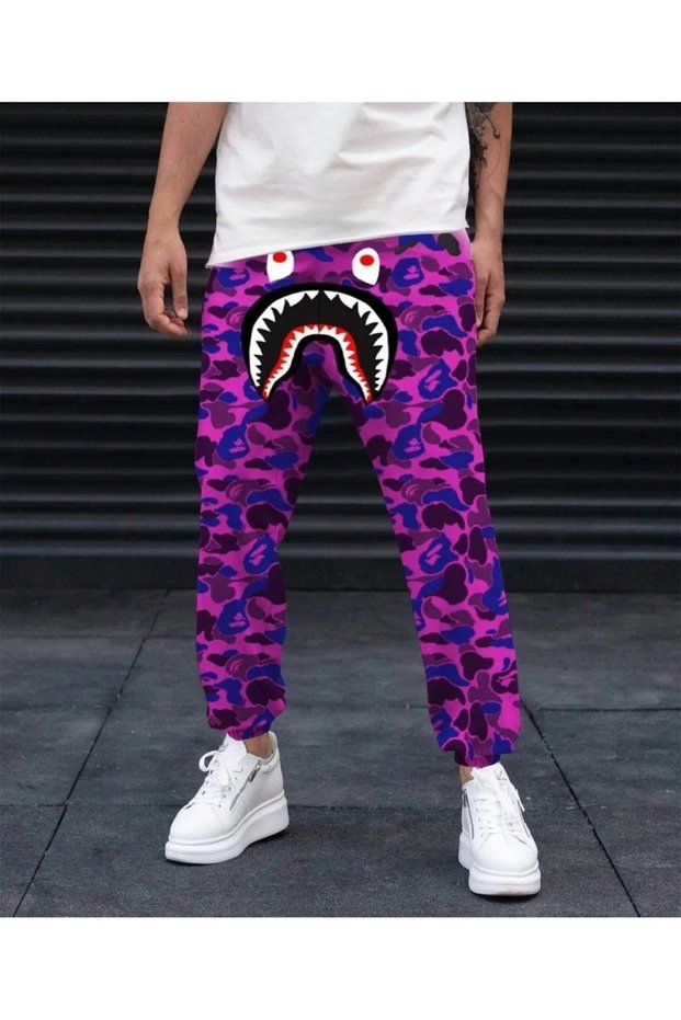 بنطال رياضي رجالي من Pubg Bape x Shark - أرجواني