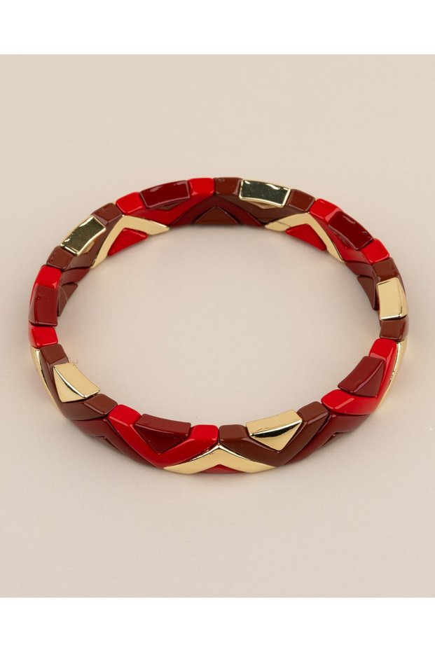 Porcelain Coated Three Color Triangle Elastic Bracelet
