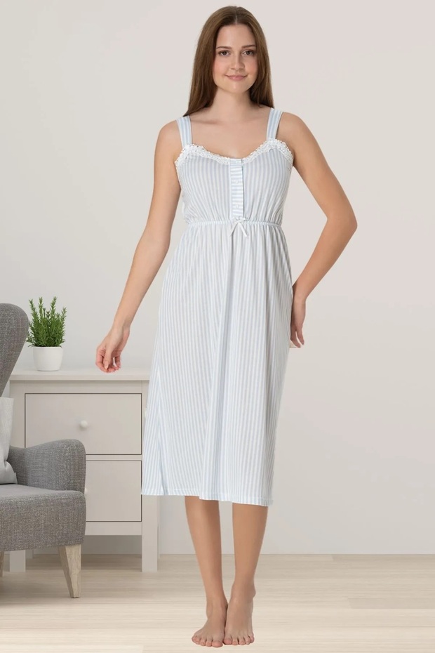 Soft Color Striped Maternity Maternity Suspender Nightgown