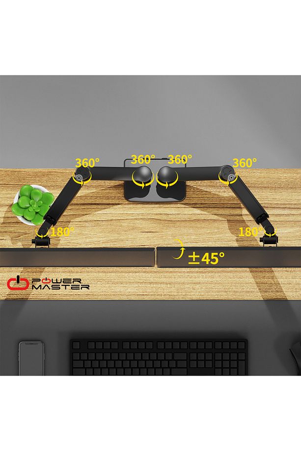 Powermaster 13-32 " LCD / LED Monitör Çift Tutucu, Kol Amortisörlü, Vesa, Monitör Standı 2-20 Kg, - 4
