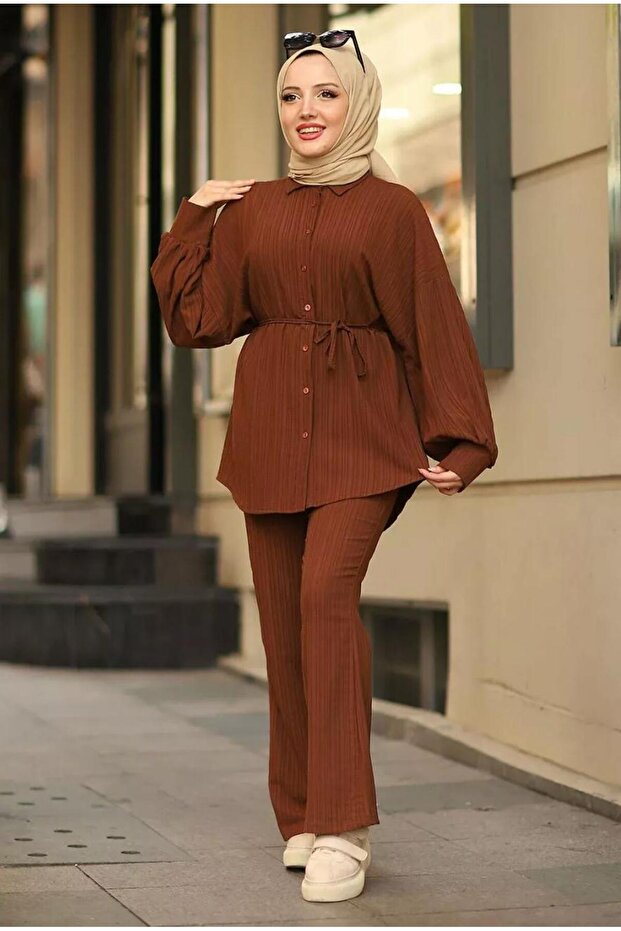 طقم لارا قماش مزدوج بأزرار - 3