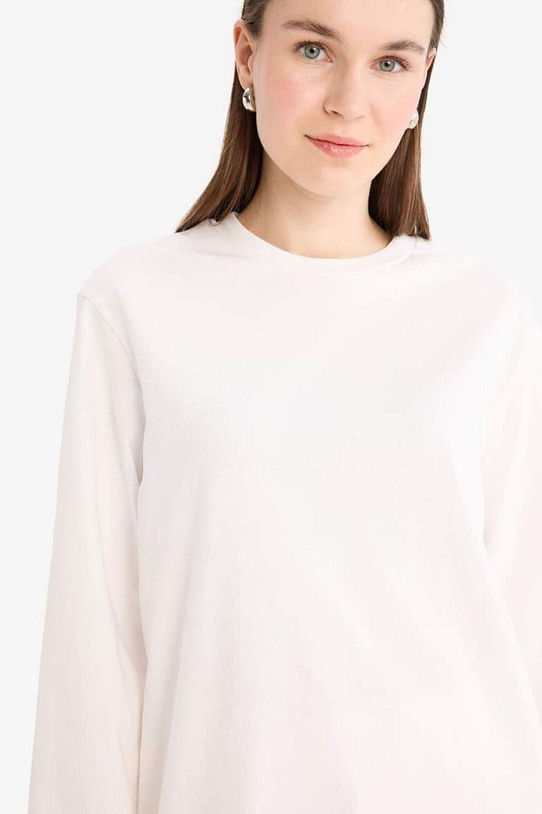 Regular Fit Bisiklet Yaka Basic Düz Uzun Kollu Tişört Tunik D4897ax25sm - 4