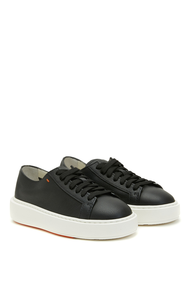 Siyah Kadın Deri Sneaker - 2