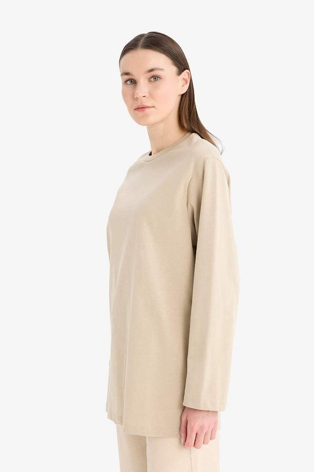 Regular Fit Bisiklet Yaka Uzun Kollu Tişört Tunik D4897ax25sm - 3