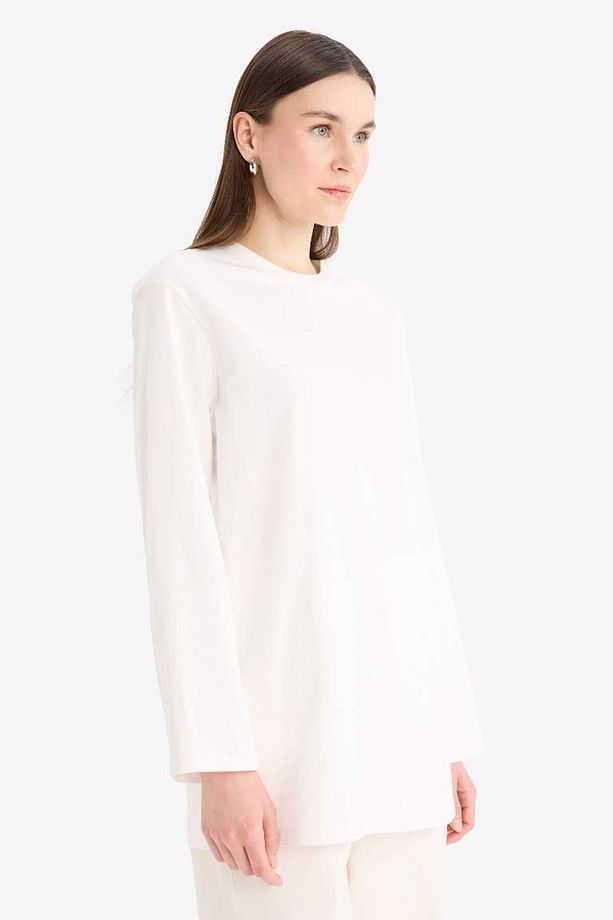 Regular Fit Bisiklet Yaka Basic Düz Uzun Kollu Tişört Tunik D4897ax25sm - 3
