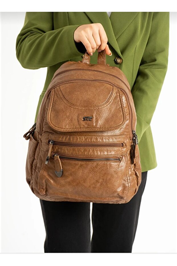 Faux Leather Backpack - 2
