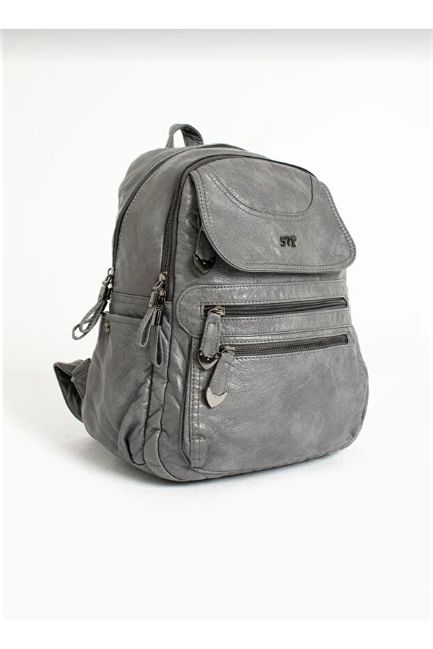 Faux Leather Backpack - 1