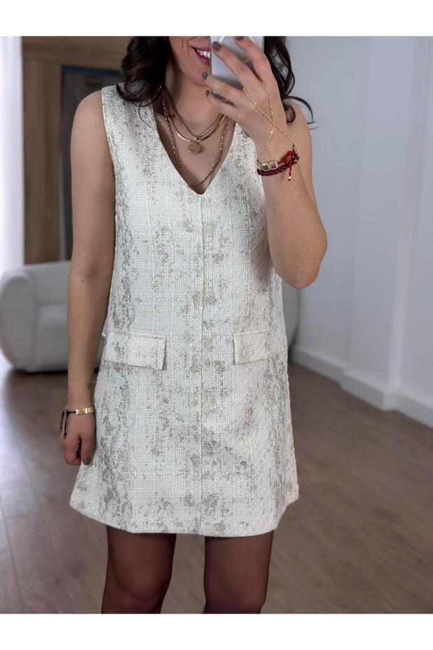 Varaklı Tüvit Elbise - 2