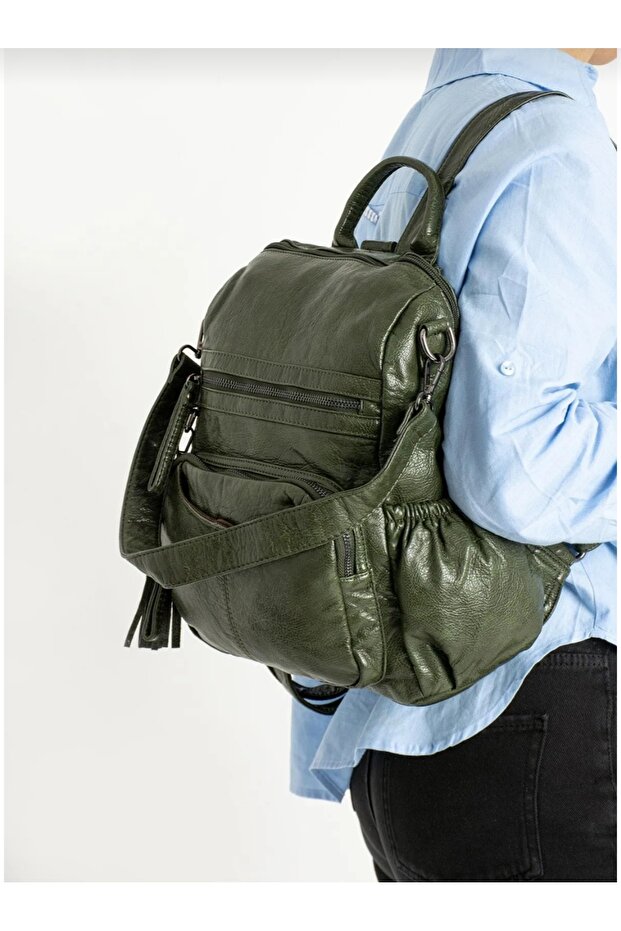 حقيبة ظهر من الجلد الصناعي - 2