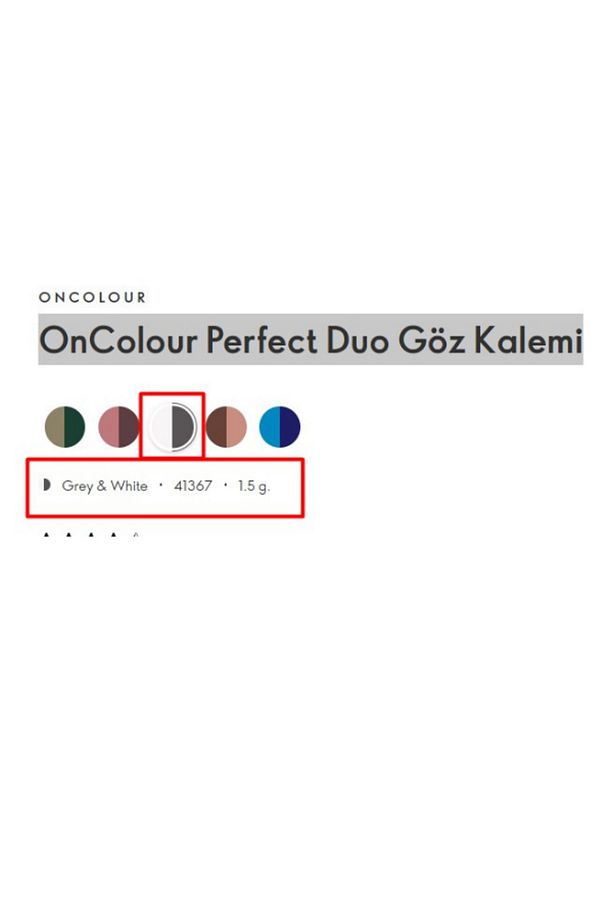 Oncolour Perfect Duo Göz Kalemi - Grey & White 41367 - 4