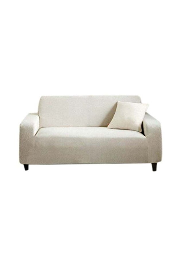 غطاء أريكة مزدوج قابل للتمدد أبيض 145 × 185 سم