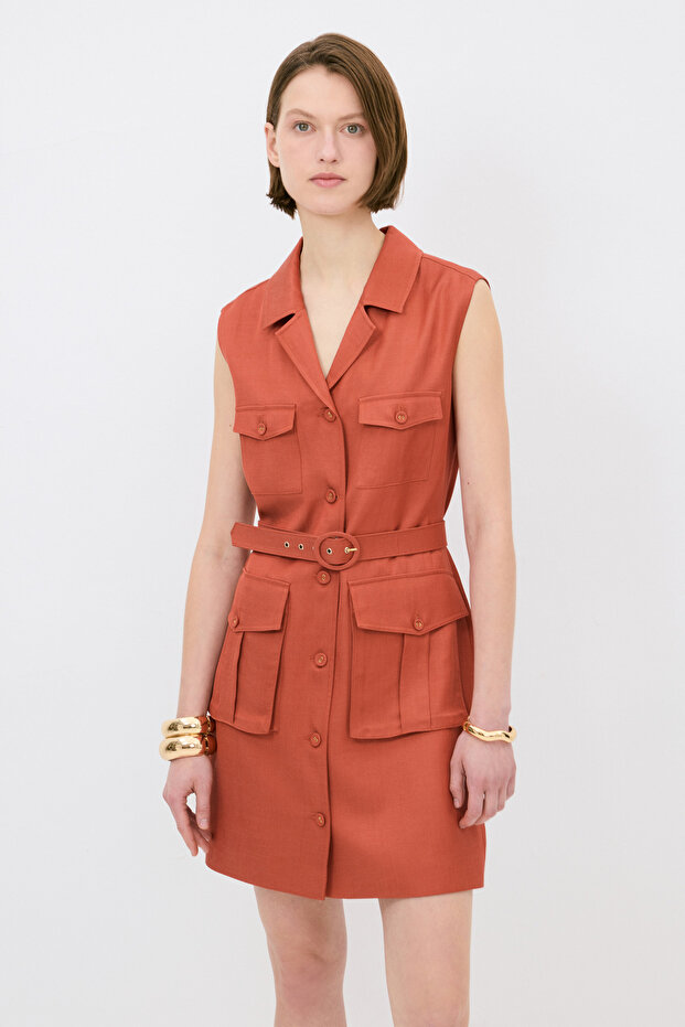 Körüklü Cepli Elbise - 1