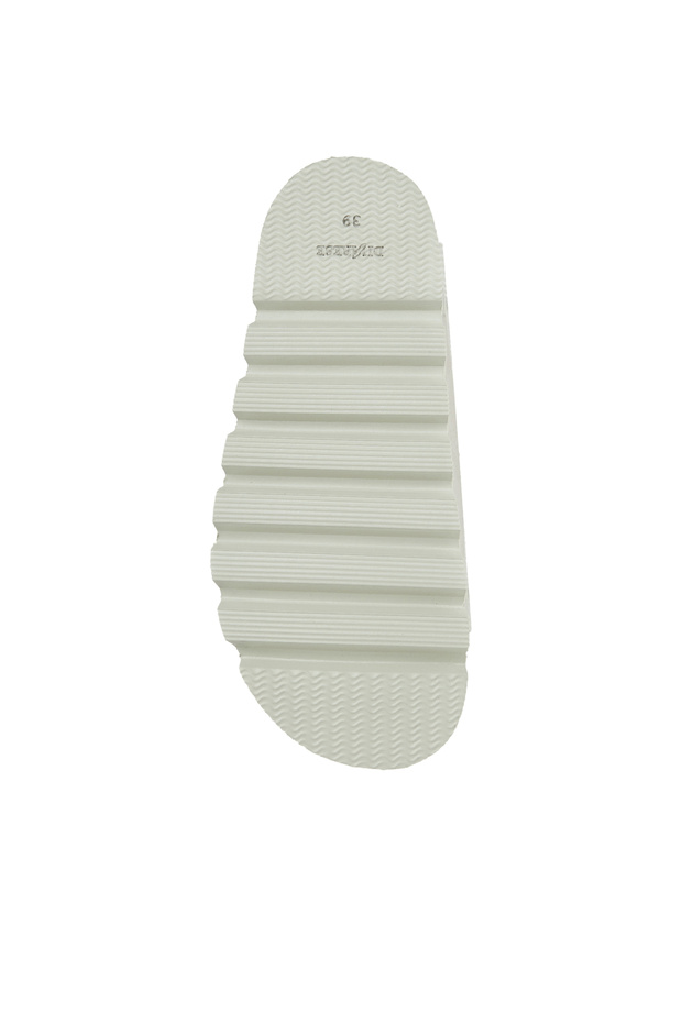 Krem Kadın Deri Terlik - 5