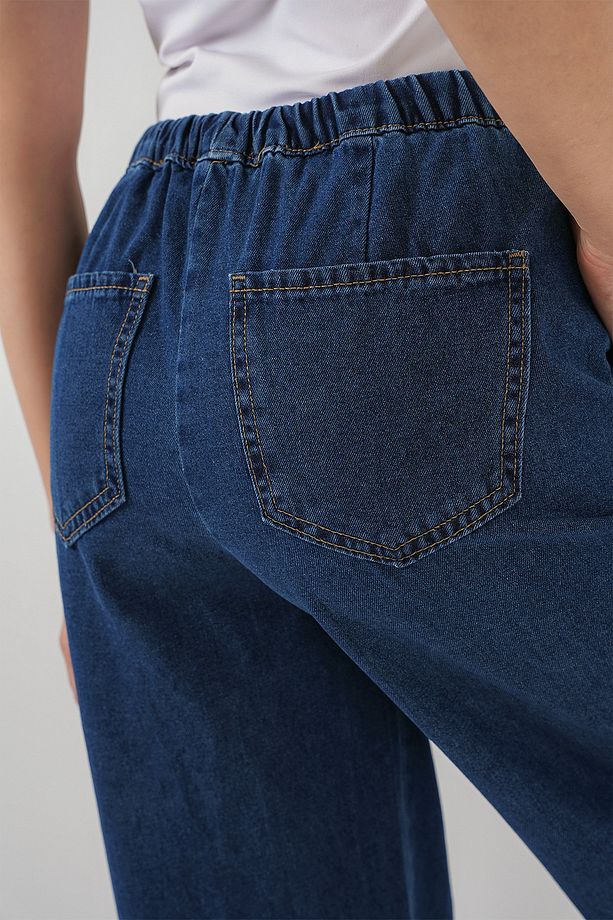 Kadın Geniş Paça Kot Pantolon 6706 - A.Lacivert - 7