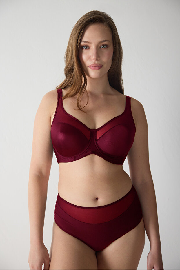 حمالة صدر من الساتان والتول Underwire مقاس كبير - 2