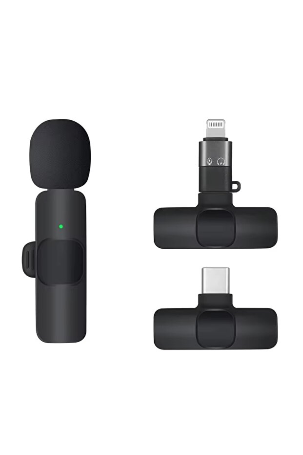 İPHONE İPAD ANDROİD KABLOSUZ TEKLİ YAKA MİKROFONU LİGHTNİNG-TYPE C GİRİŞLİ YOUTUBE VİDEO CANLI YAYIN - 1