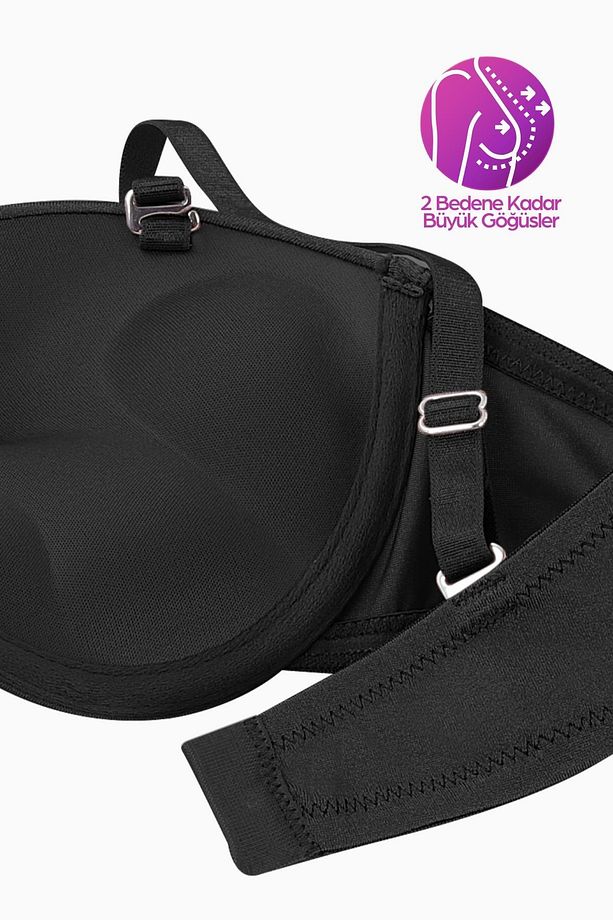 Olympos Ekstra Dolgulu Sütyen Double Push Up Straplez - Siyah - Mikro - 2537 - 5