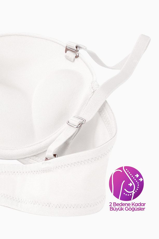 Olympos Ekstra Dolgulu Double Push Up Straplez - Beyaz - Mikro Sütyen - 2537 - 4