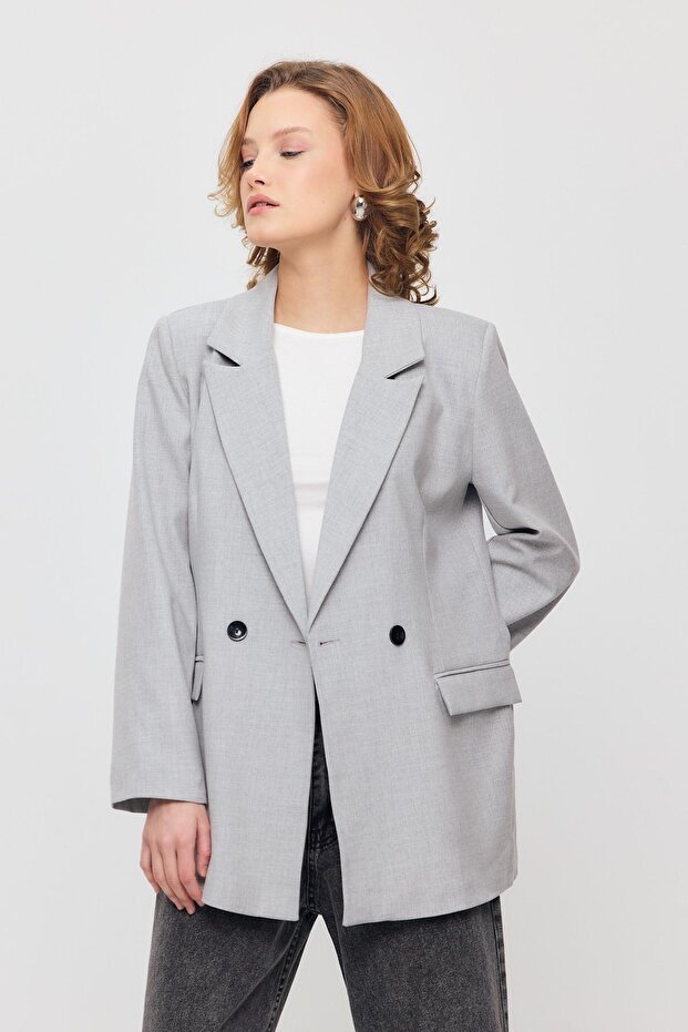 3882 Double Button Pocket Flap Jacket Light Gray - 7