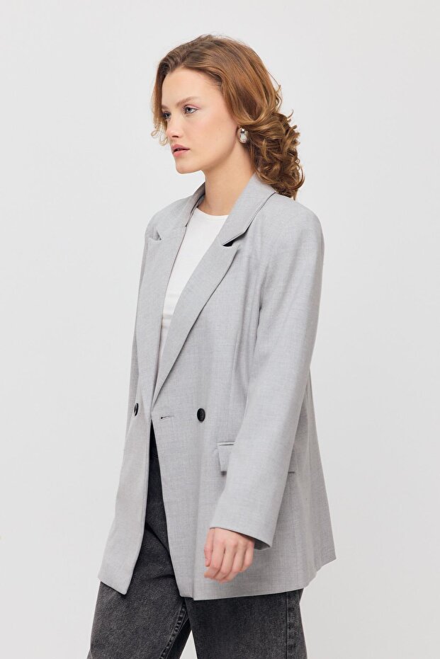 3882 Double Button Pocket Flap Jacket Light Gray - 3