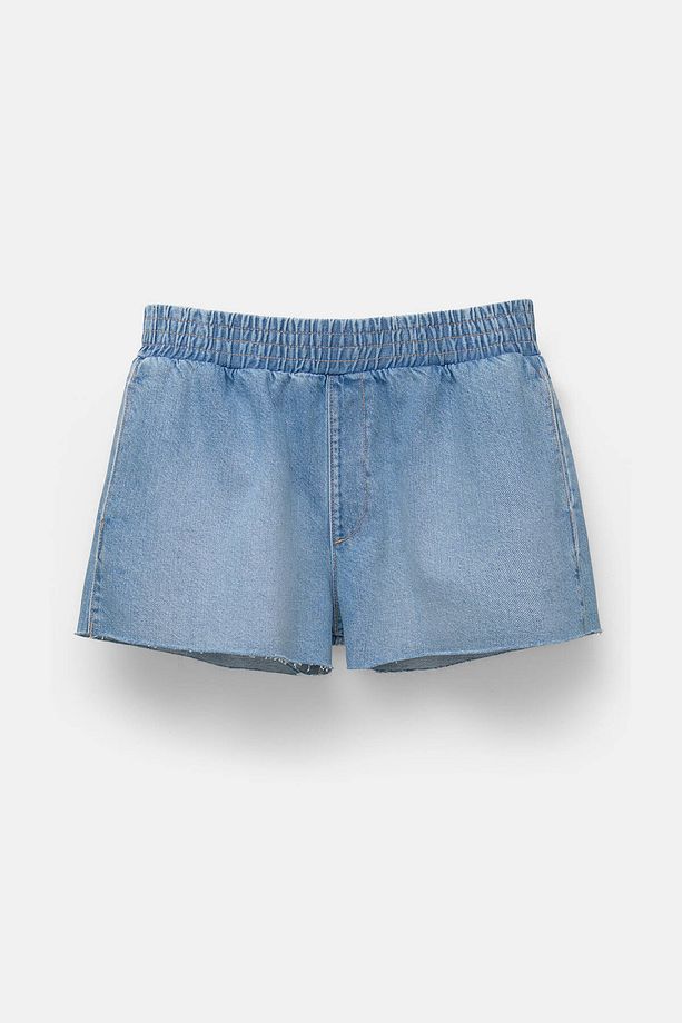 Elastik belli denim şort - 5