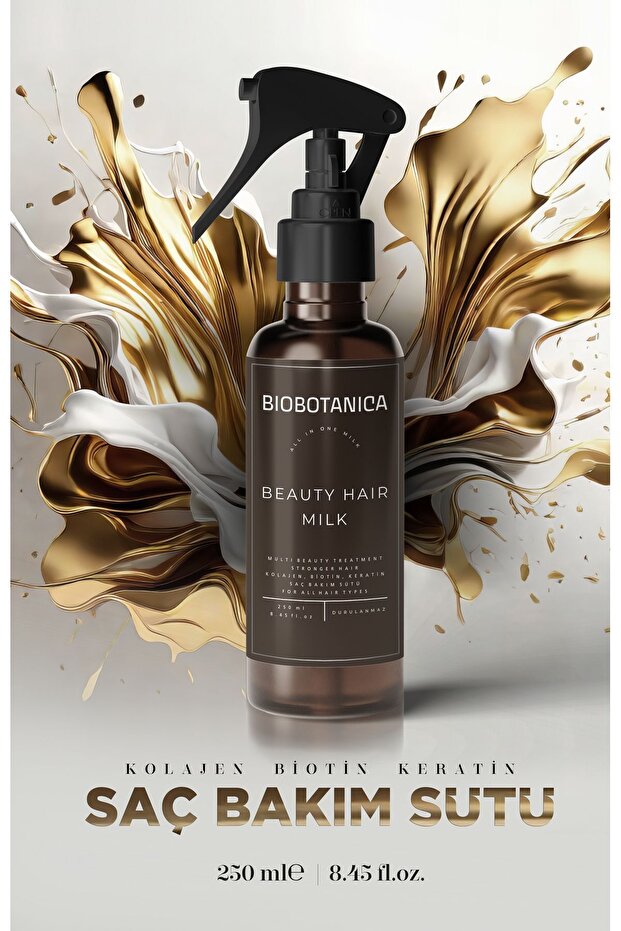 Biobotanica Keratin Kolajen Biotin Saç Bakım Sütü Hızlı Uzama Desteği Durulanmayan 250 ml