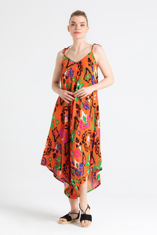 Strappy Voile Selin Summer Jumpsuit Ethnic Orange Etnk Trnc