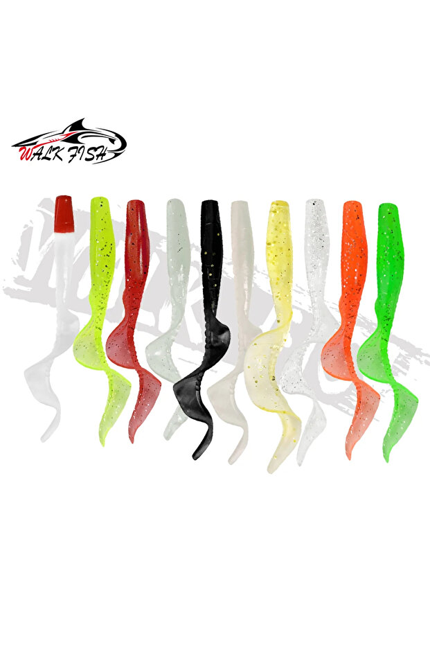 80mm 4g Mix color WALK FISH 10Pcs Spinpoler 60MM 80MM Lifelike Fish Lure Bait Worms Artificial Silic