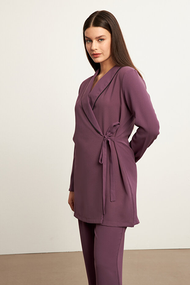 Piped Jacket Pants Set - Lilac - 2
