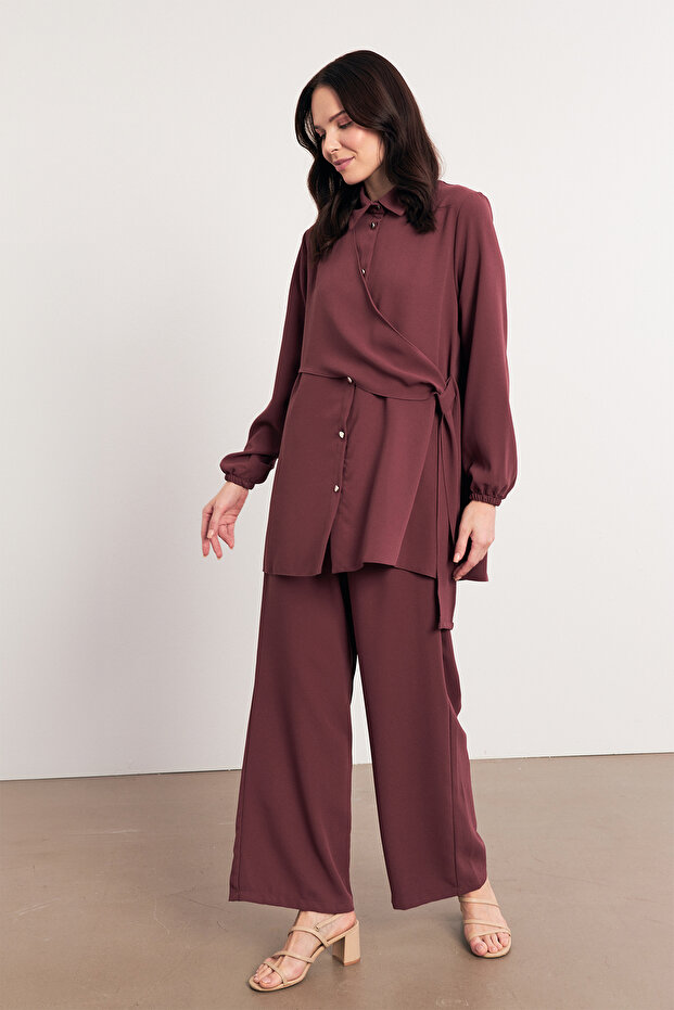 Perla Tunik Pantolon Takım - Gül Kurusu - 4