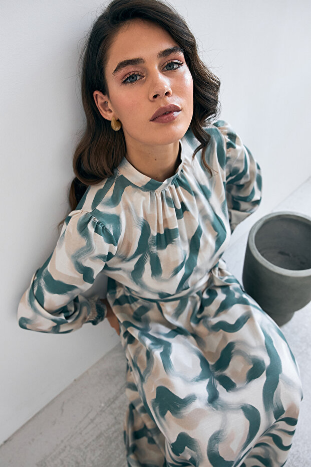 Soft Desenli Elbise - Mint - 2