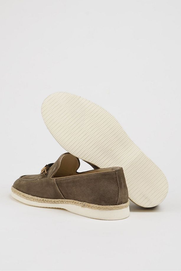 Hunter Model Süet Deri Hasır Taban Loafer Ayakkabı - 3