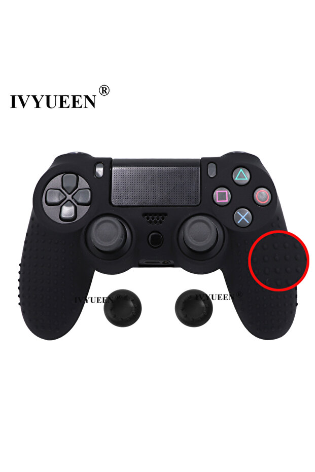Black IVYUEEN Anti-slip Silicone Cover Skin Case for PlayStation Dualshock 4 PS4 DS4 Pro Slim Cont.