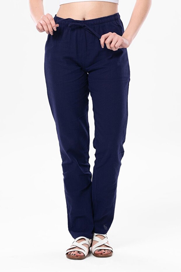 Şile Cloth Double Pocket Unisex Summer Trousers Purple Purple