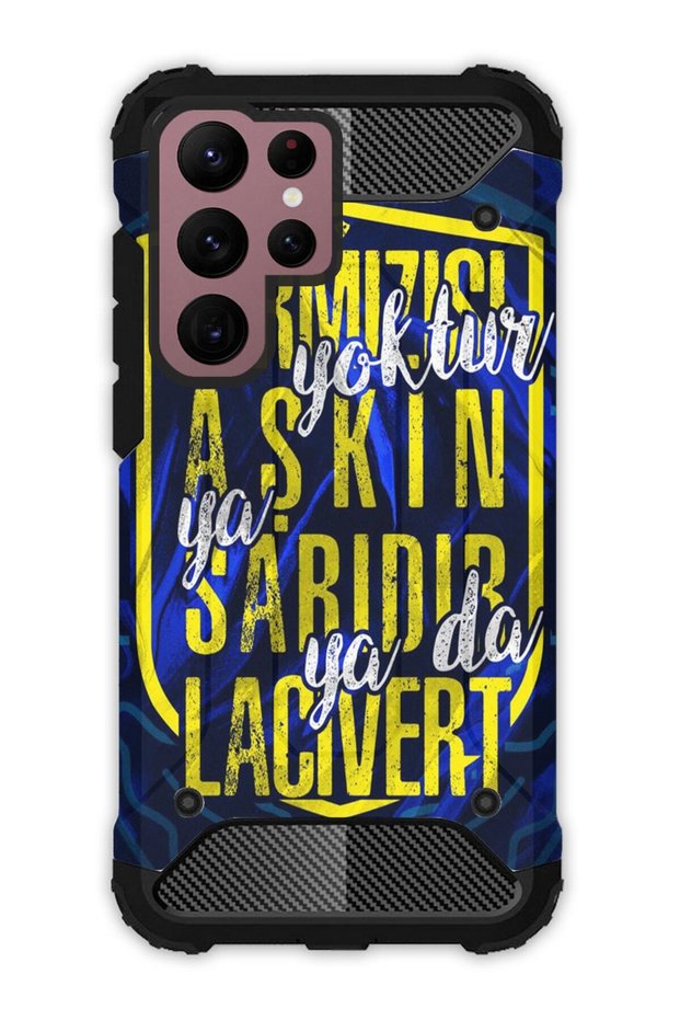 Galaxy S22 Ultra Case Army Tank Full Protection Anti-Shock - Color of Love Yellow Navy Blue