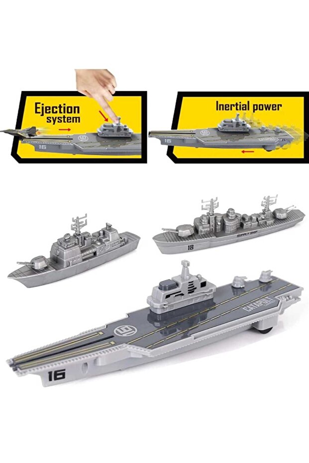 Oyuncak Uçaklı Savaş Gemisi Askeri Kruvazör 9 Parça Uçak Fırlatır Gemi Destroyer Kruvazör Jet Uçağı - 5
