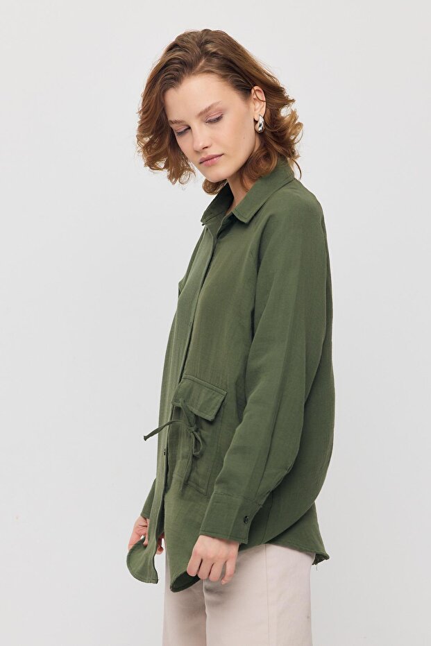 4516A Tek Cep Düğmeli Gömlek Haki - 6