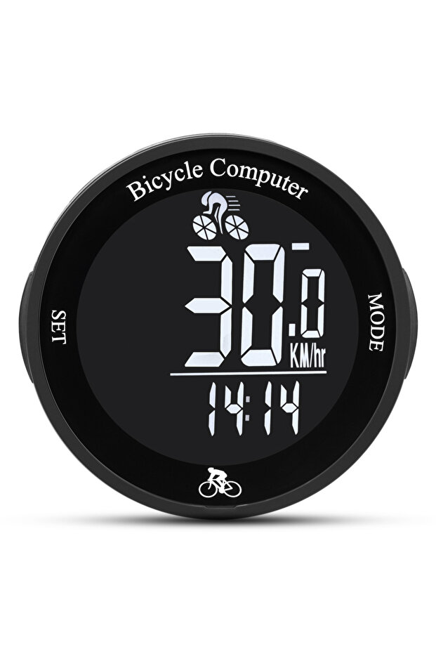 كمبيوتر دراجة لاسلكي بخلفية سوداء ومقاوم للماء وعداد مسافات متعدد الوظائف بشاشة LCD - 1