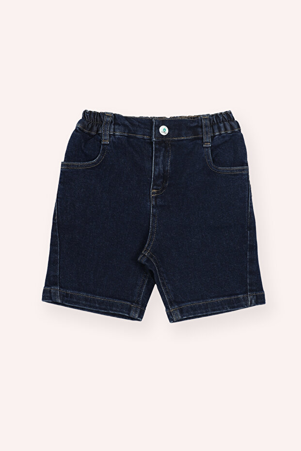 Baby Boy Navy Blue Denim Shorts with Pockets