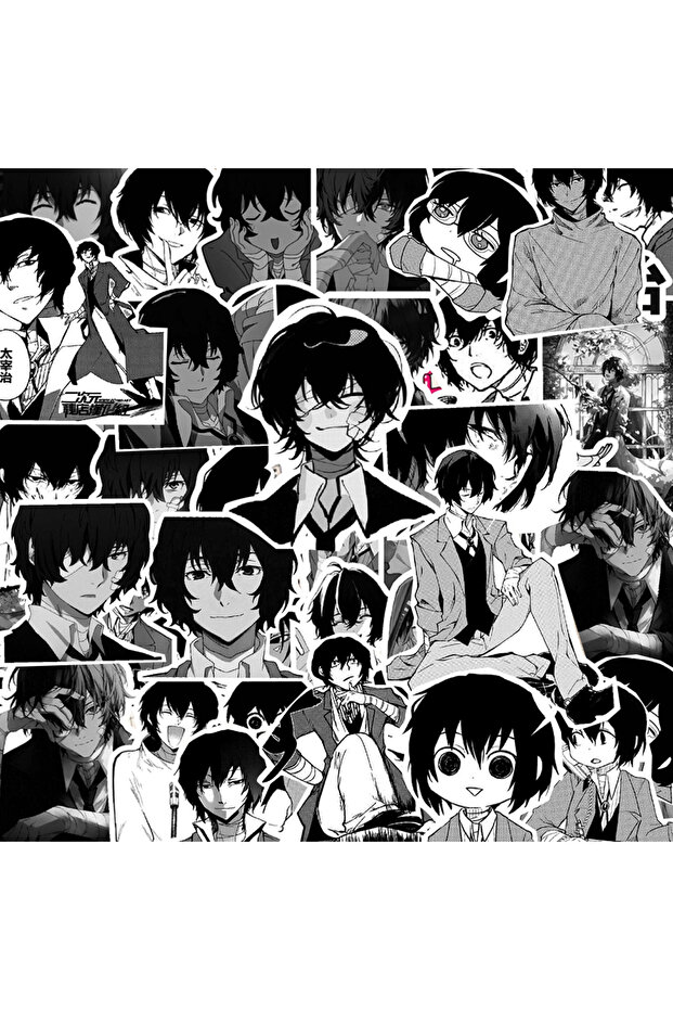 Bandai 70Pcs 10/30/70pcs Anime Bungou Stray Dogs Stickers Black White Graffiti Decals Phone Case Com