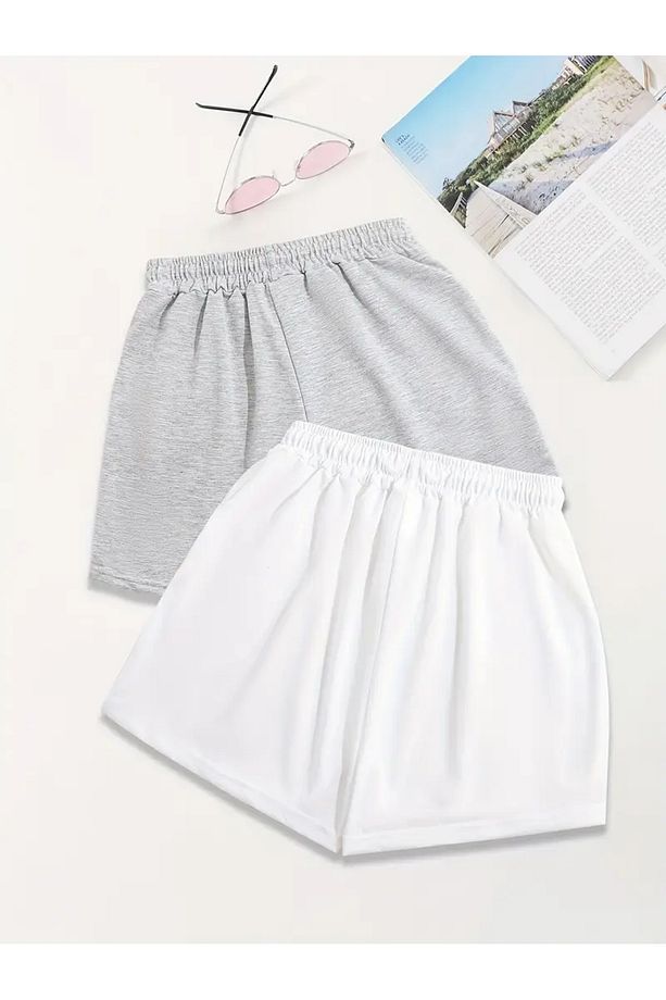 California West Coast Baskılı 2'li Şort Unisex Yazlık Rahat  Basic Şort - 2