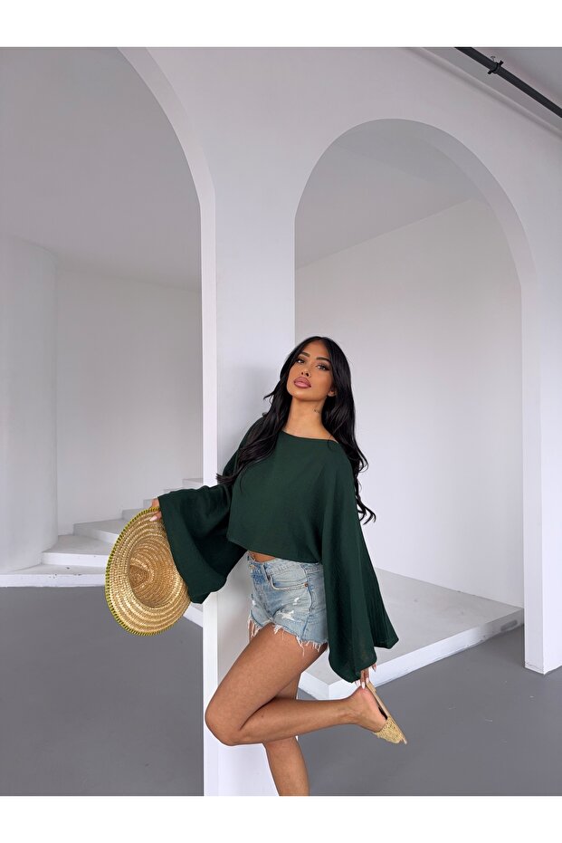 بلوزة قطار الزمرد - كتان الموسلين - 3