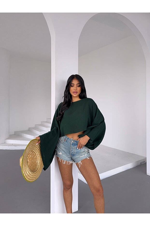 بلوزة قطار الزمرد - كتان الموسلين - 1